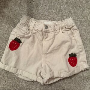 Zara Cream Shorts with Red Strawberry Accents